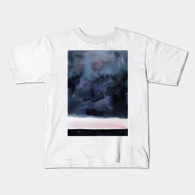 Watercolor landscape sky clouds Kids T-Shirt by Olga Berlet